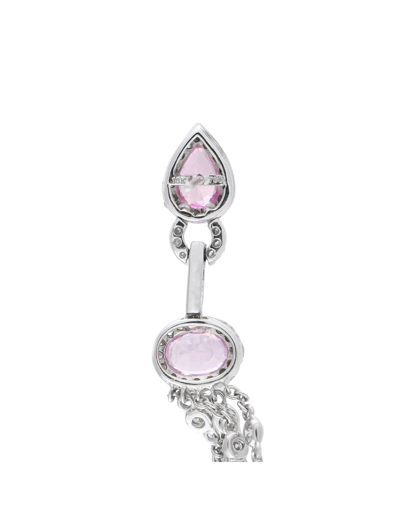 18K  GOLD 2.36CT DIAMOND AND SAPPHIRE DANGLE EARRINGS PIC-2