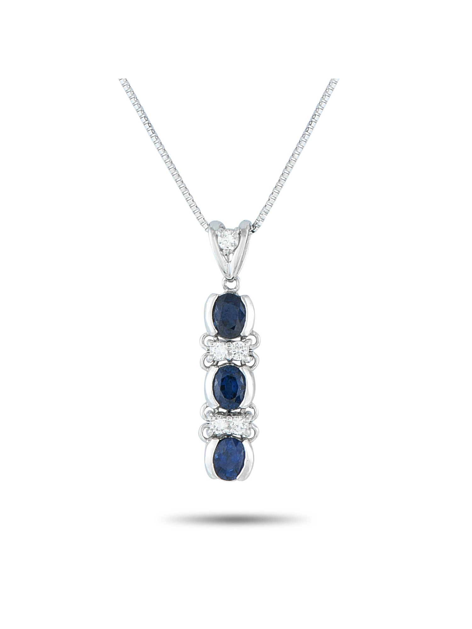 LB EXCLUSIVE PLATINUM 0.14CT DIAMOND AND SAPPHIRE NECKLACE PIC-