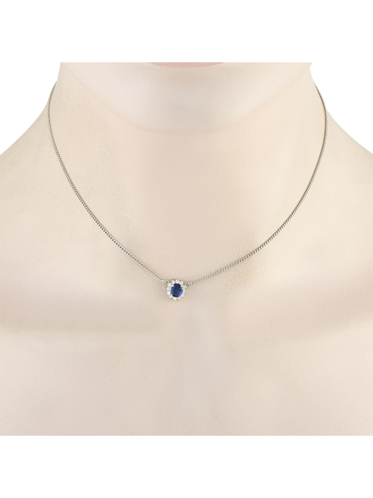 LB EXCLUSIVE PLATINUM 0.20CT DIAMOND AND SAPPHIRE NECKLACE PIC-1