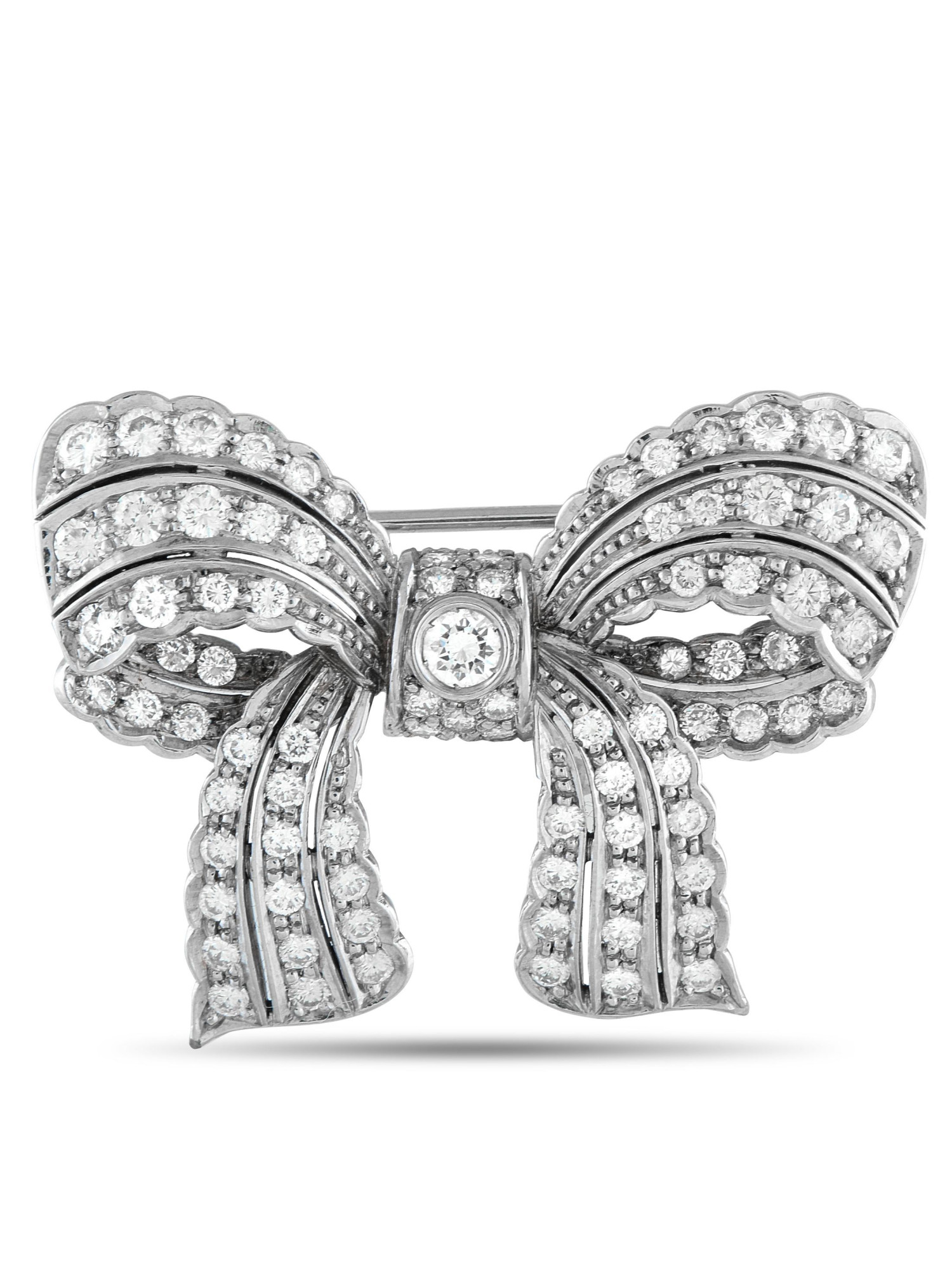 LB EXCLUSIVE 18K  GOLD 2.75CT DIAMOND BOW BROOCH PIC-