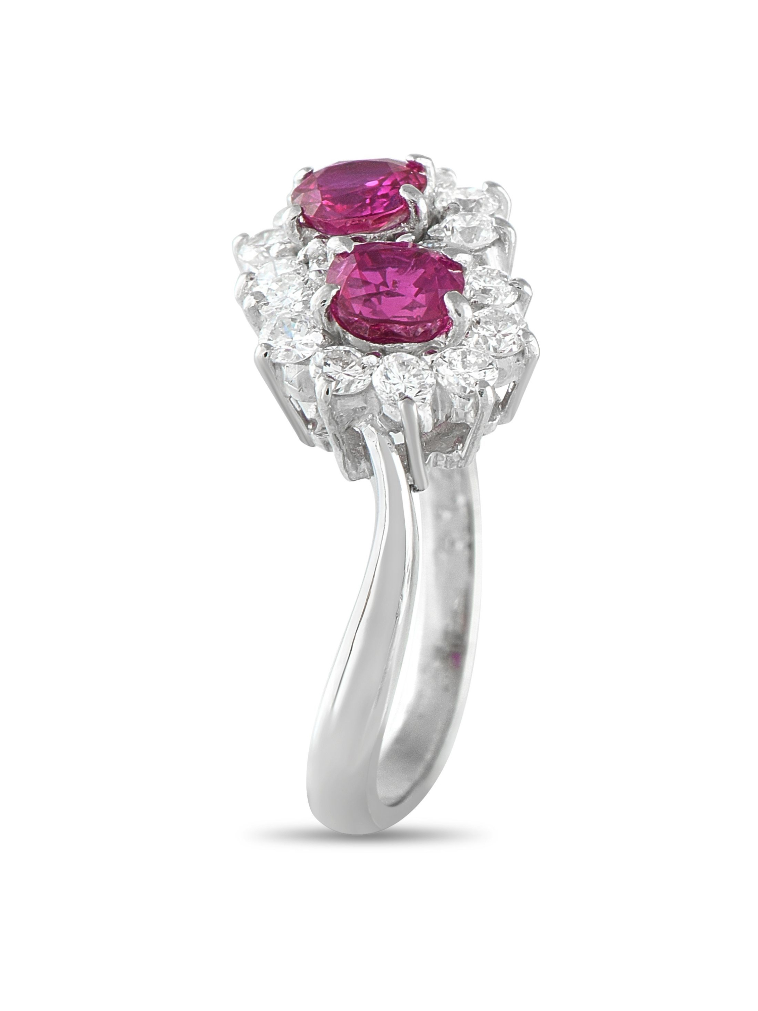 LB EXCLUSIVE PLATINUM 0.66CT DIAMOND AND RUBY RING PIC-1