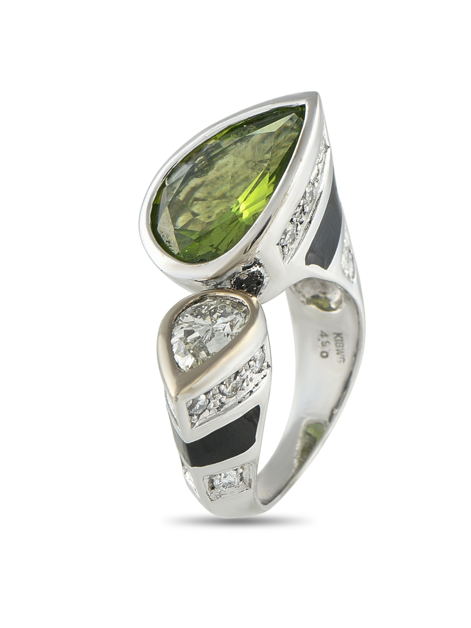 LB EXCLUSIVE 18K  GOLD 1.63CT DIAMOND AND PERIDOT RING PIC-1