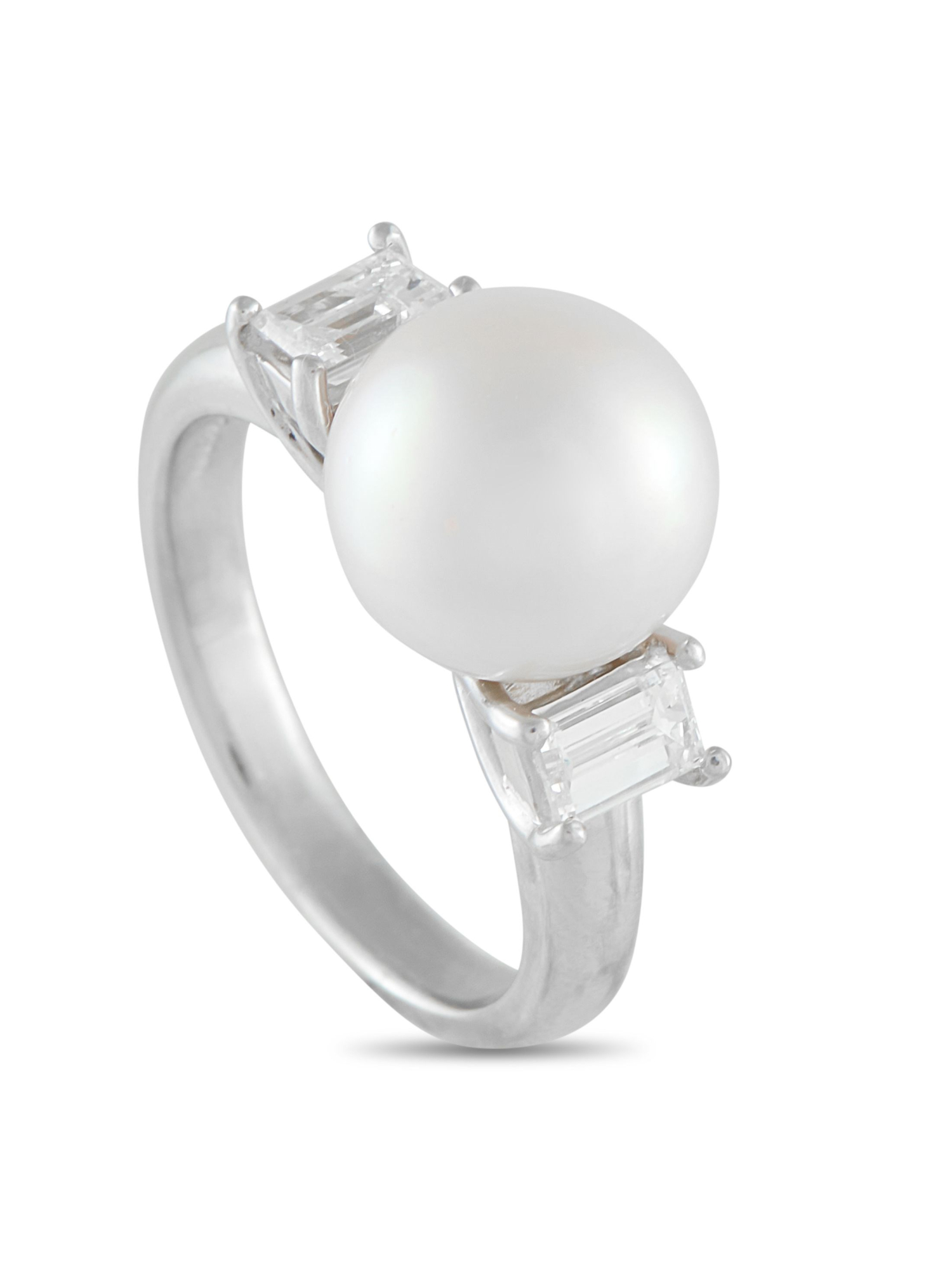 LB EXCLUSIVE PLATINUM 0.53CT DIAMOND AND PEARL RING PIC-