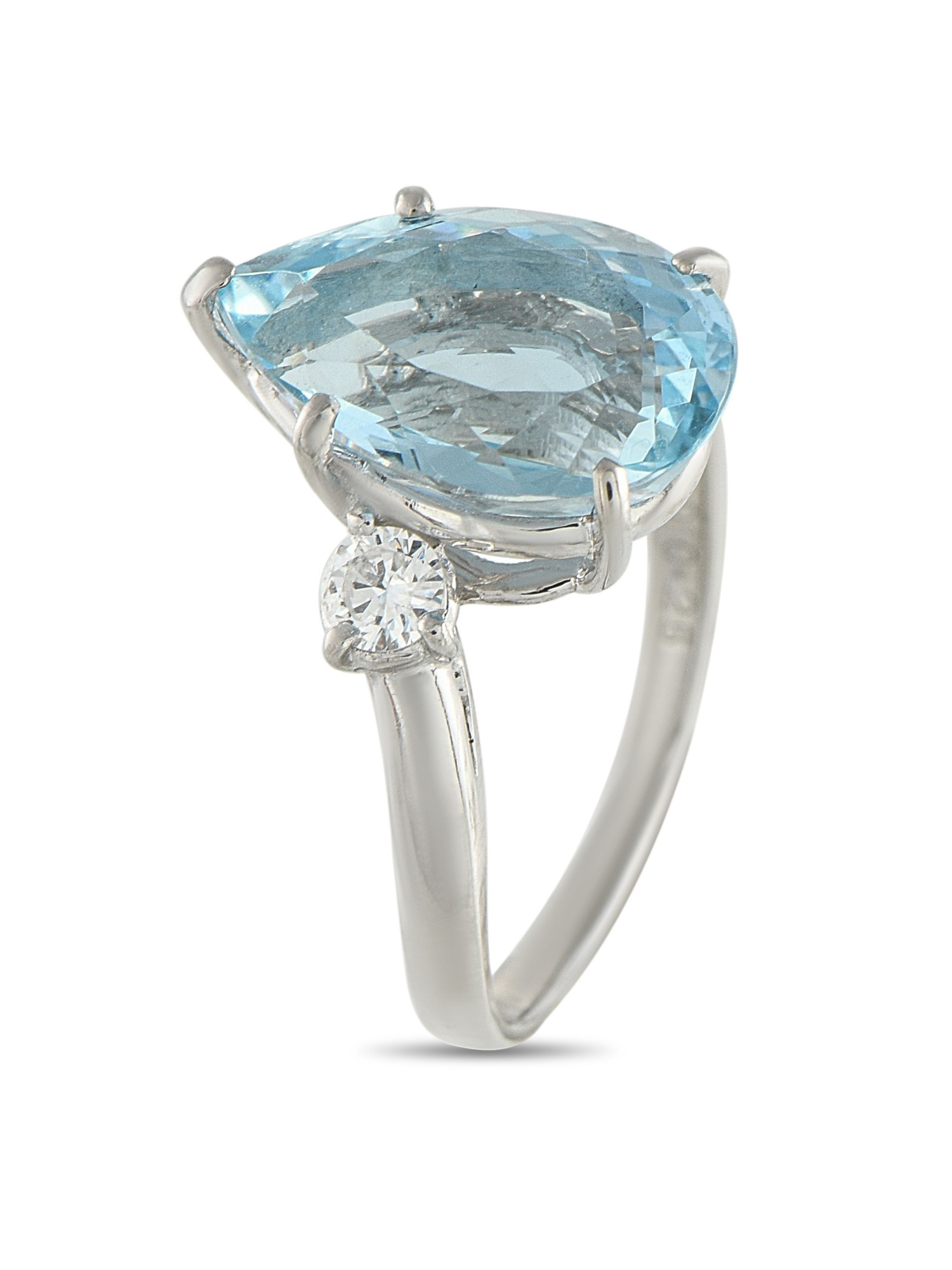 LB EXCLUSIVE PLATINUM 0.25CT DIAMOND AND AQUAMARINE RING PIC-1