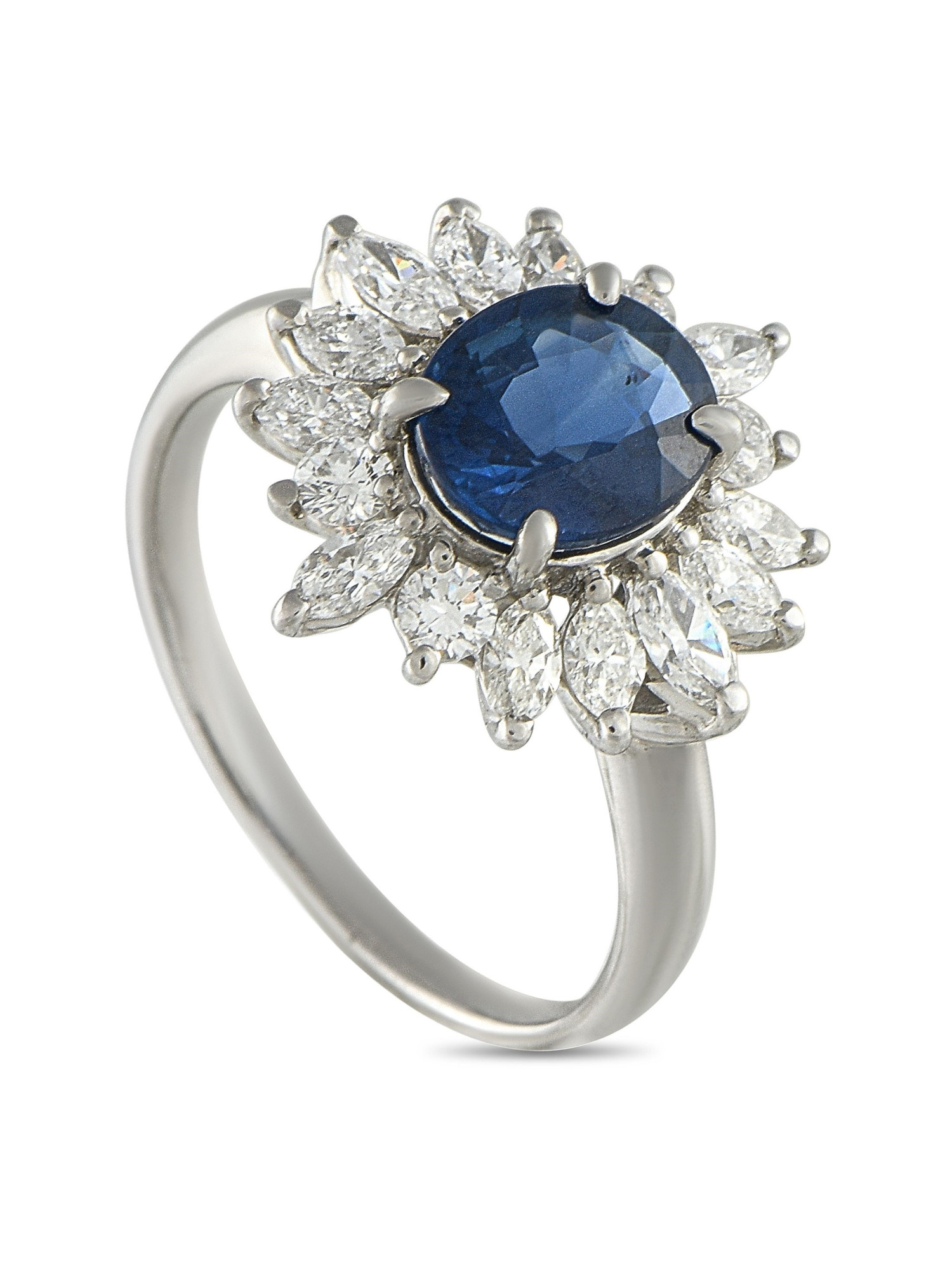 LB EXCLUSIVE PLATINUM 1.17CT DIAMOND AND SAPPHIRE RING PIC-