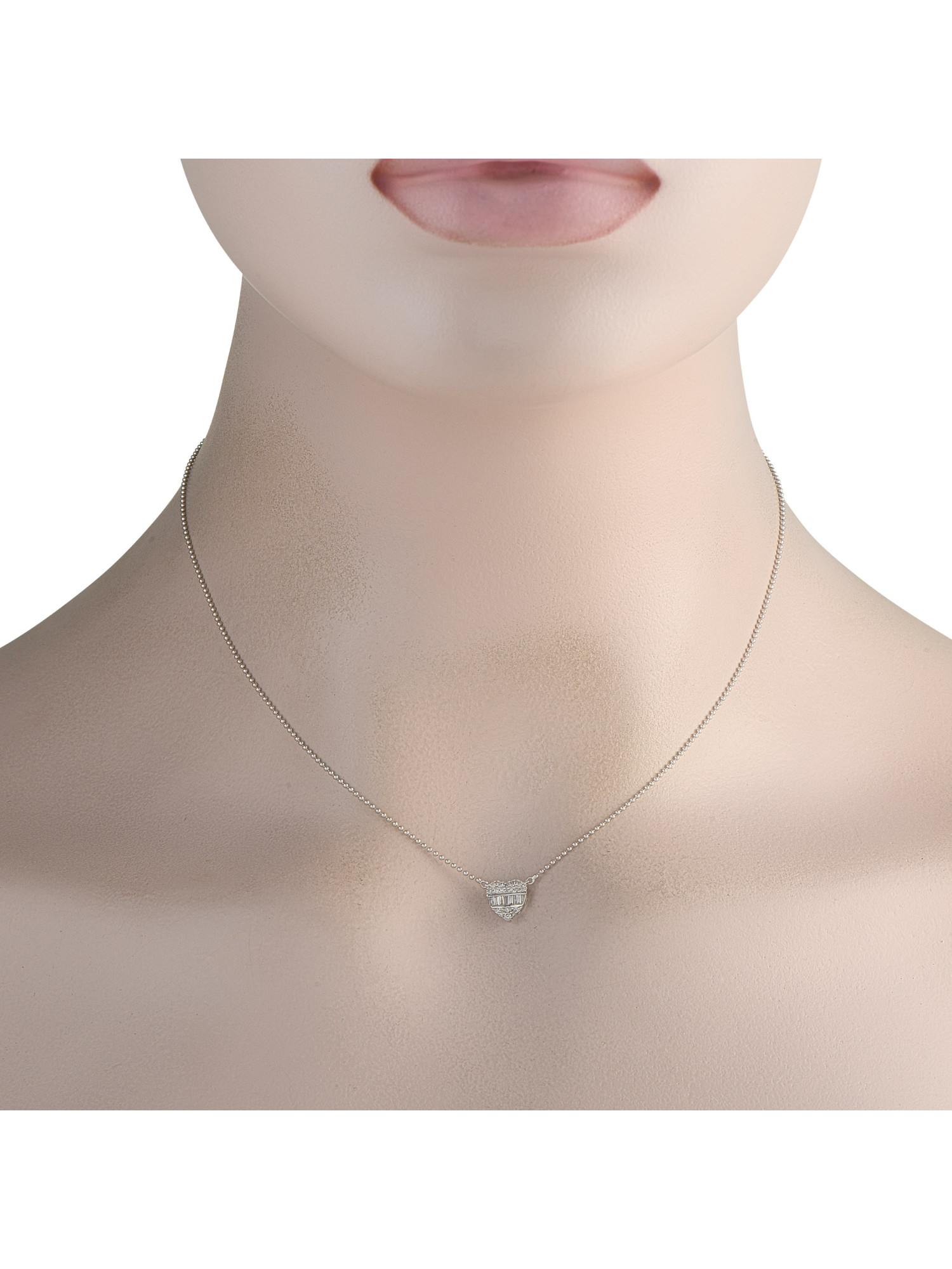 LB EXCLUSIVE 14K  GOLD 0.20CT DIAMOND HEART NECKLACE PIC-1