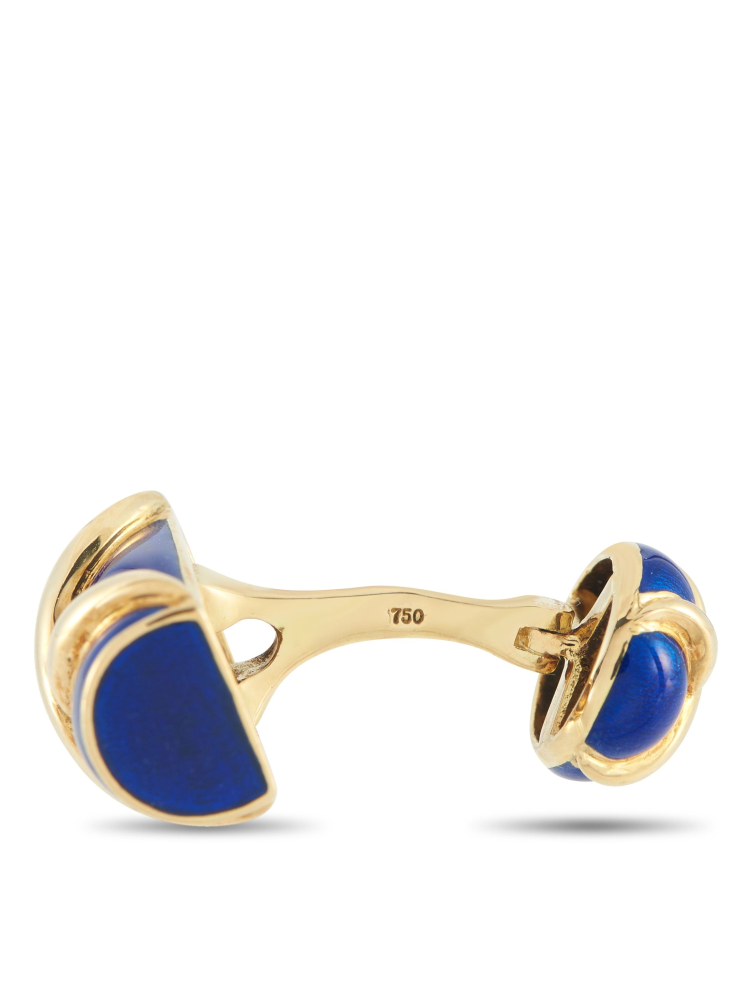 TIFFANY & CO. SCHLUMBERGER 18K GOLD BLUE ENAMEL X CUFFLINKS PIC-3