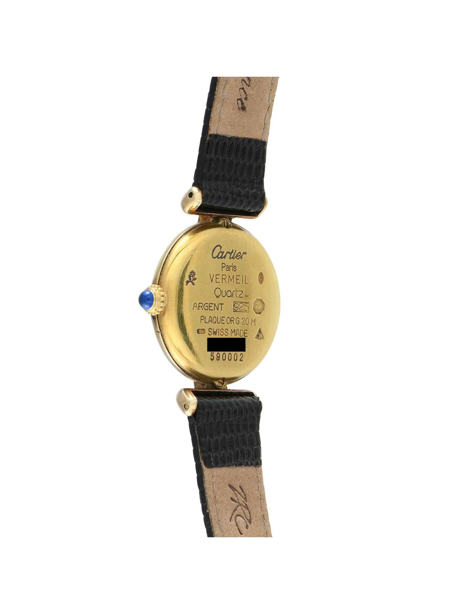 CARTIER MUST DE CARTIER COLISE BLACK DIAL VERMEIL WATCH PIC-2