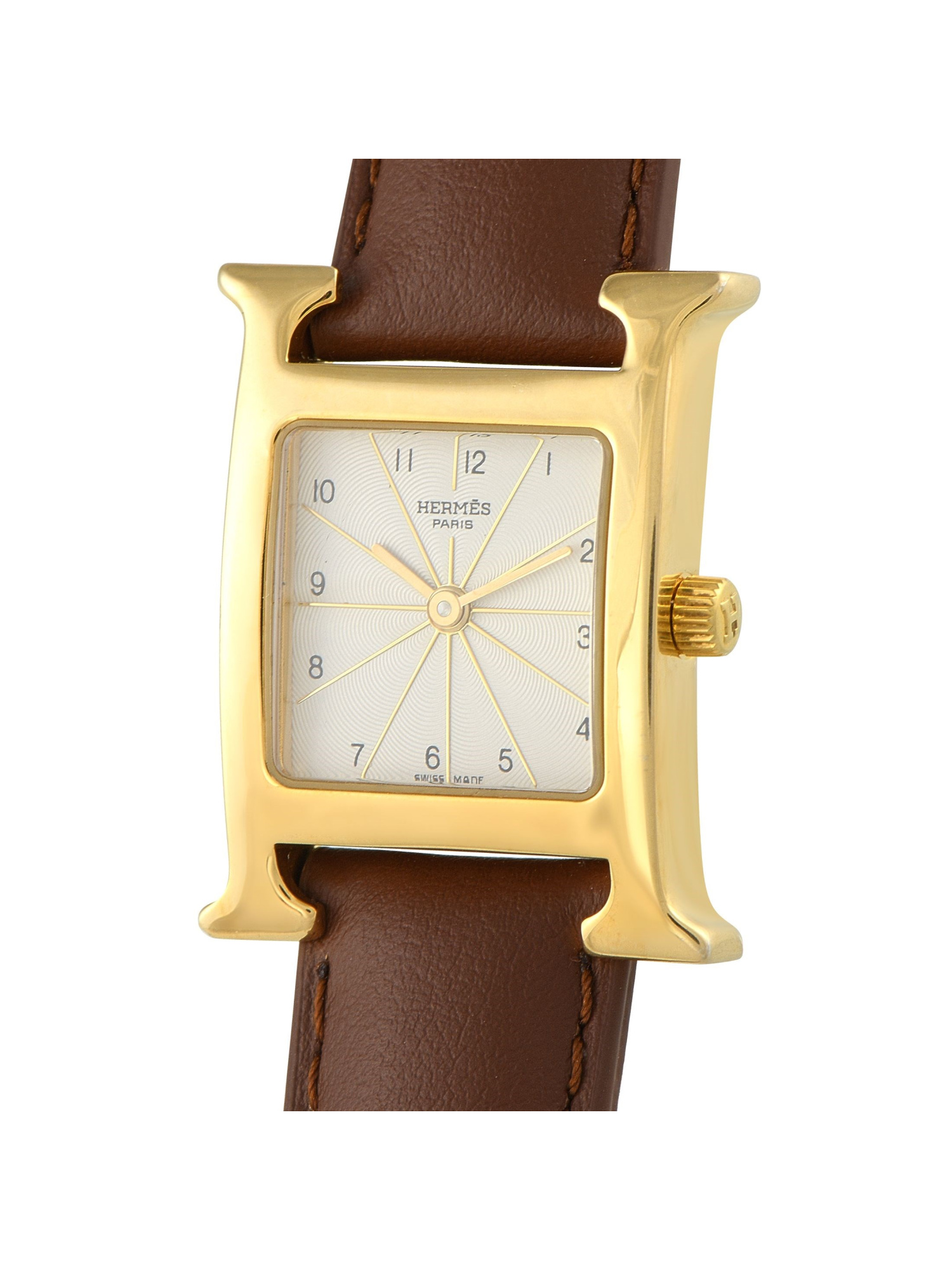 HERMES HEURE H GOLD PLATED STEEL QUARTZ WATCH PIC-1