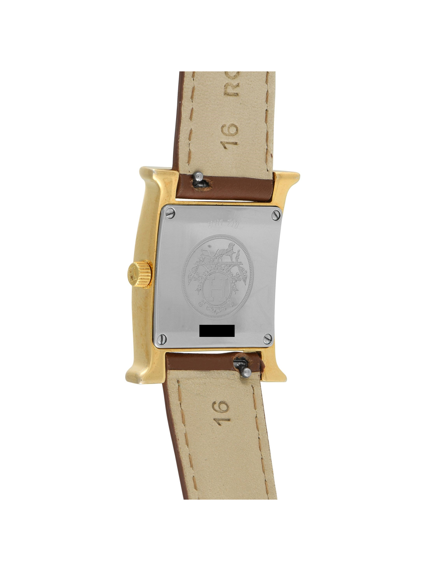 HERMES HEURE H GOLD PLATED STEEL QUARTZ WATCH PIC-2