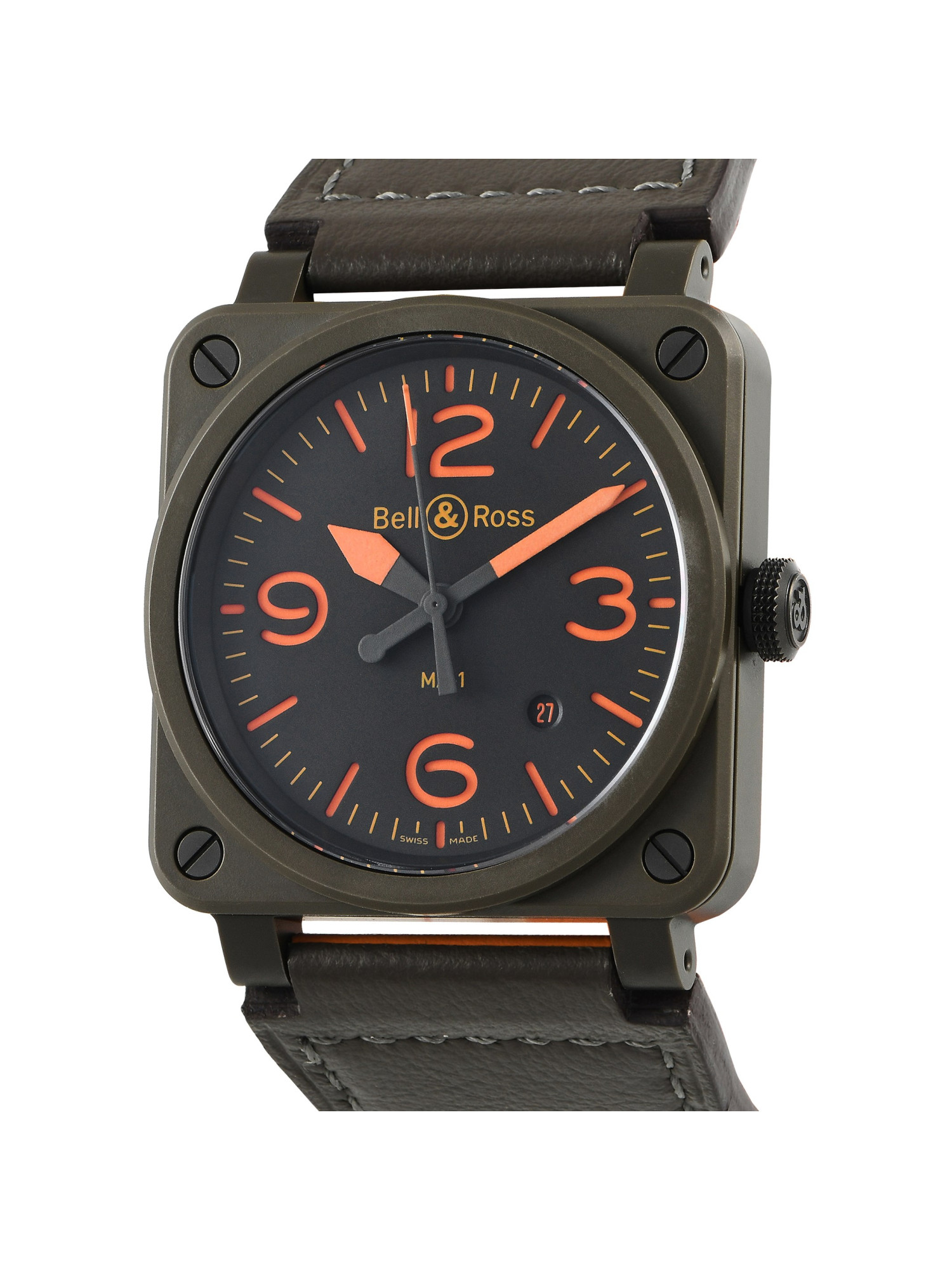 BELL & ROSS BR03-92 MA-1 GREEN CERAMIC WATCH PIC-1