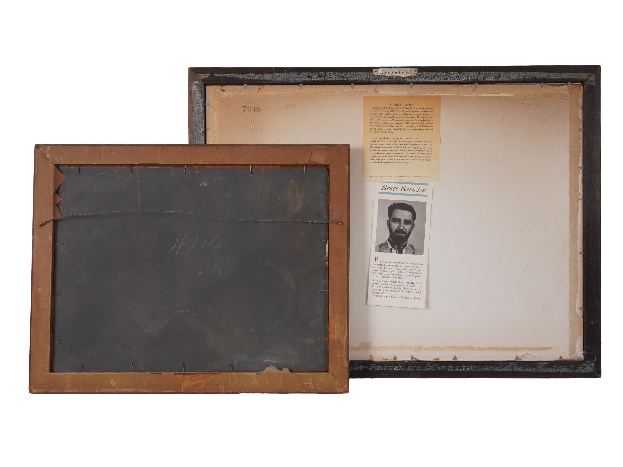 WINTER LANDSCAPE PAINTING AND COLORED LITHOGRAPH PIC-5