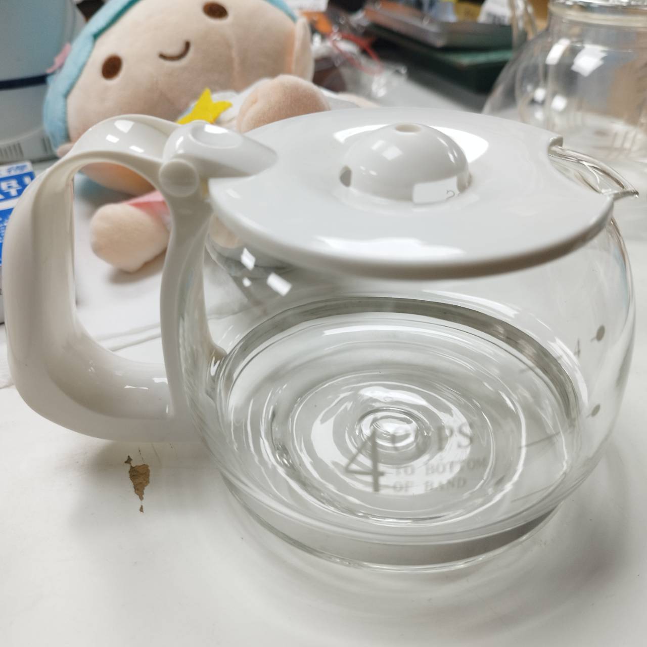 玻璃沖茶壺 塑膠按壓式 上蓋&握把