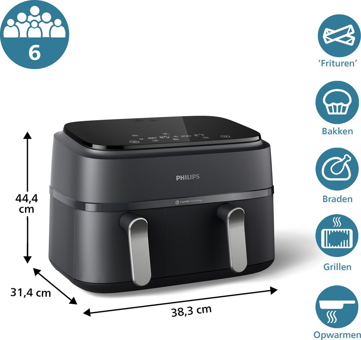 Philips 3000 Series Dual Basket Airfryer NA351/00