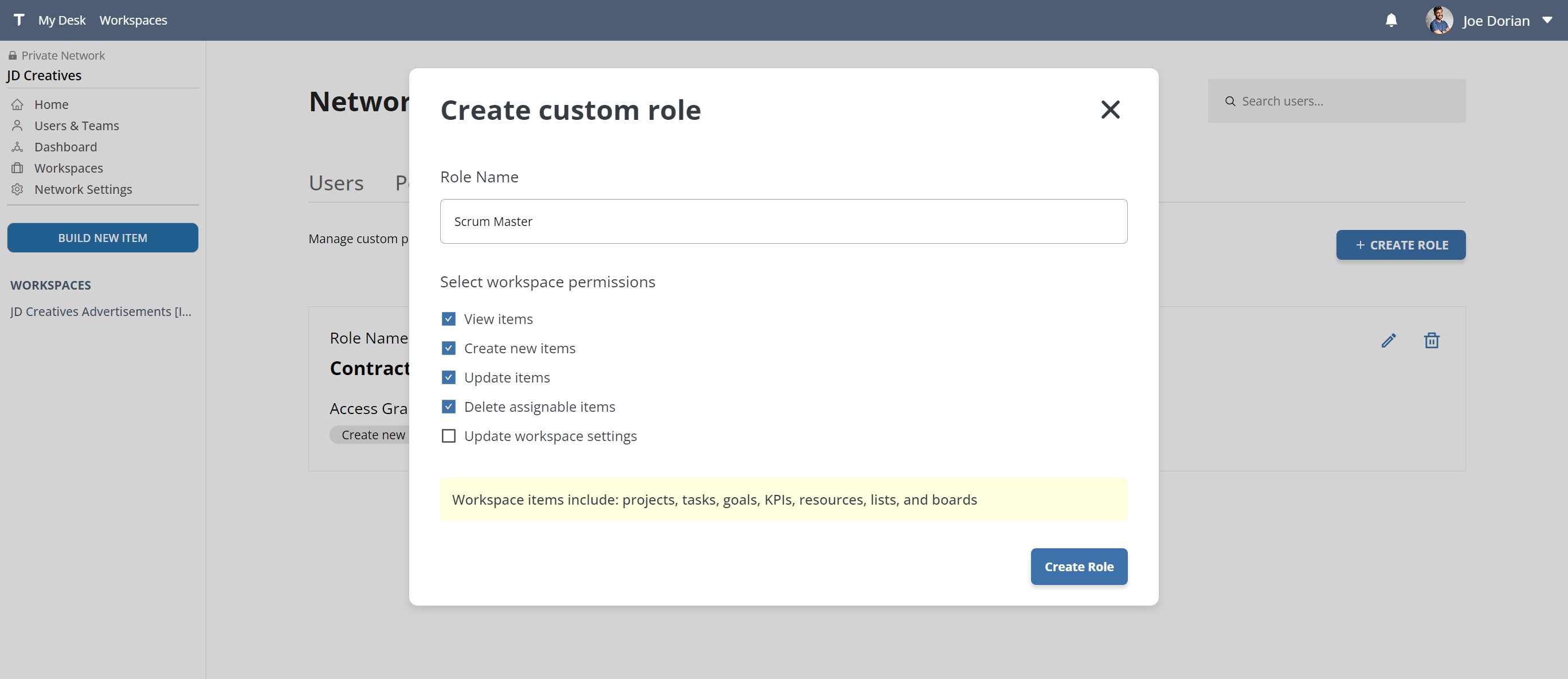 Create a custom role