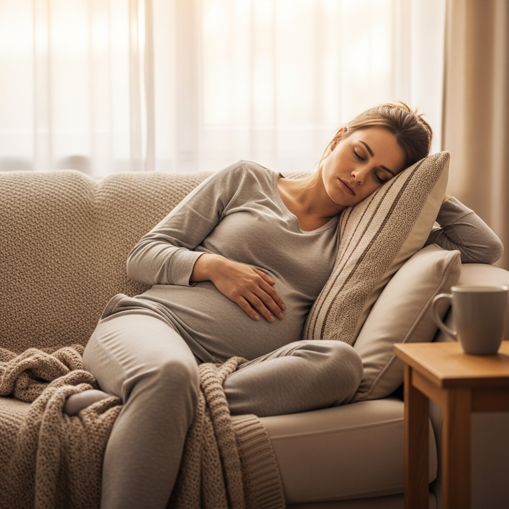 Early pregnancy symptoms like fatigue and breast tenderness visual guide for women