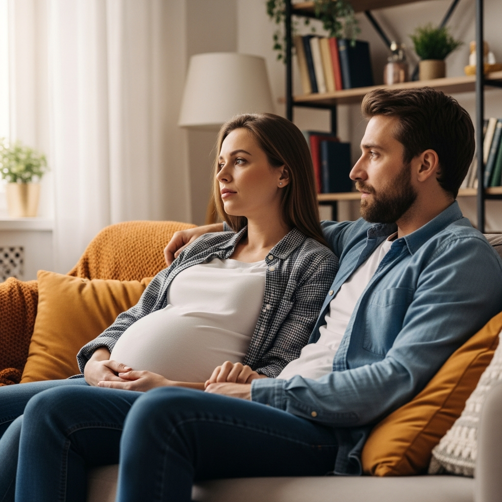 Défis de communication avec le partenaire pendant la grossesse montrant la déconnexion émotionnelle