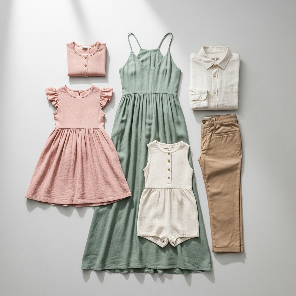 Paleta de colores de primavera salvia verde rubor rosa crema flatlay