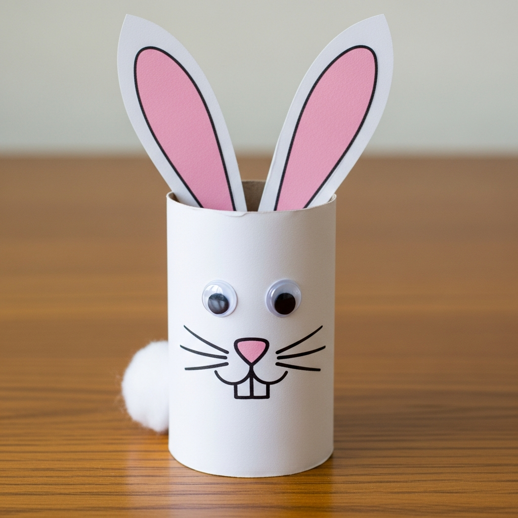 Upcycled toilet paper roll Easter bunny craft project
