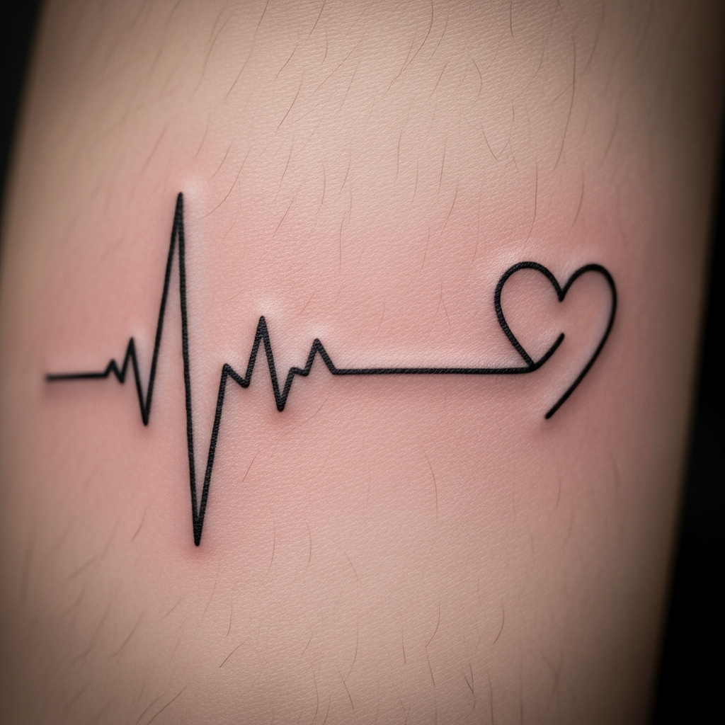 Diseño de Tatuaje con Latidos del Corazón de Bebé Diseño de tatuaje con línea de latidos incorporando nombre de bebé para padres