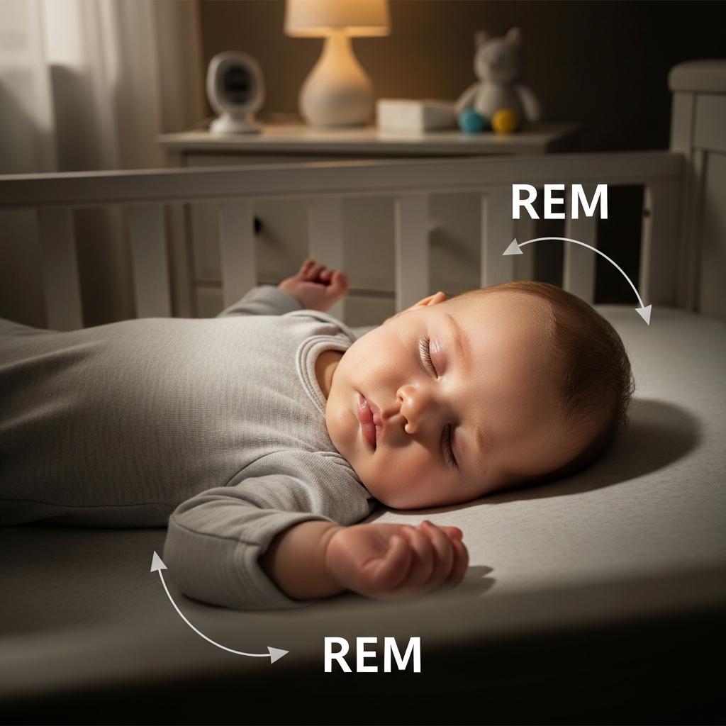 Entendiendo el sueño activo y los ciclos REM del bebé Ilustración del ciclo de sueño REM del bebé para padres primerizos