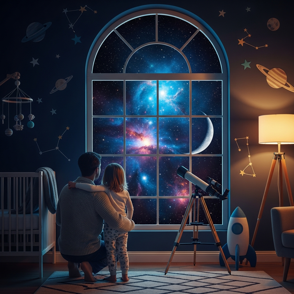 Guía visual de nombres de bebé espaciales y futuristas para padres amantes de la ciencia ficción