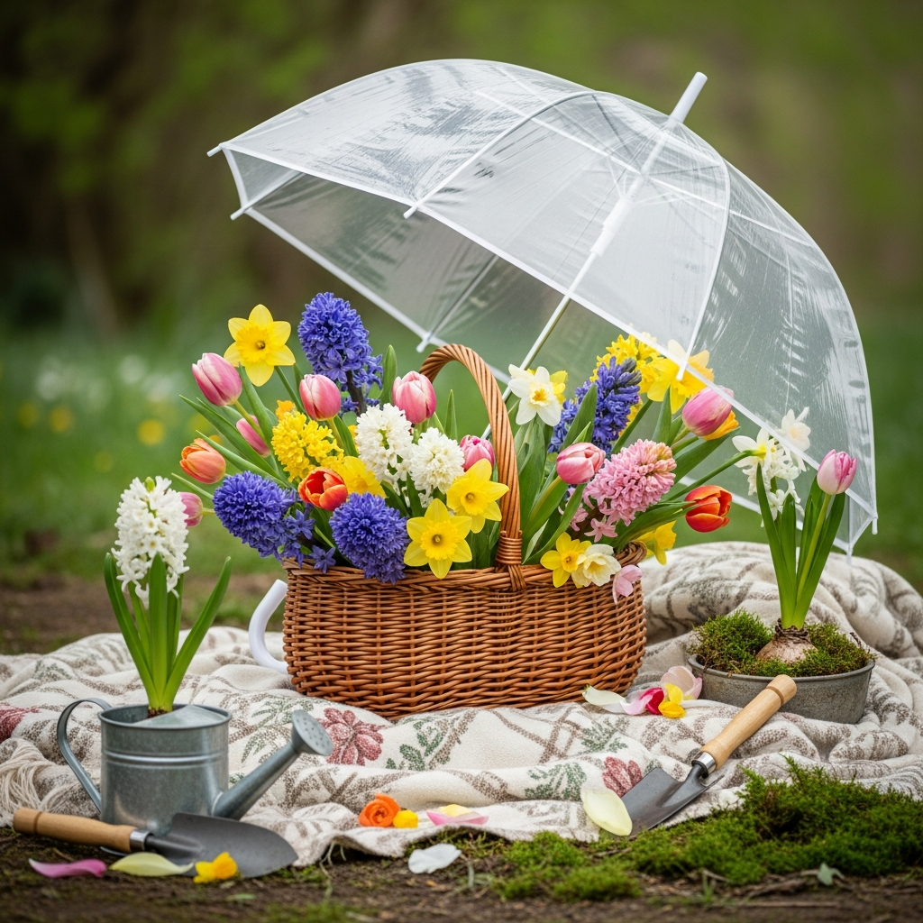 Frühlingsfotoshooting-Requisiten Blumen Schirme Körbe Styling-Accessoires