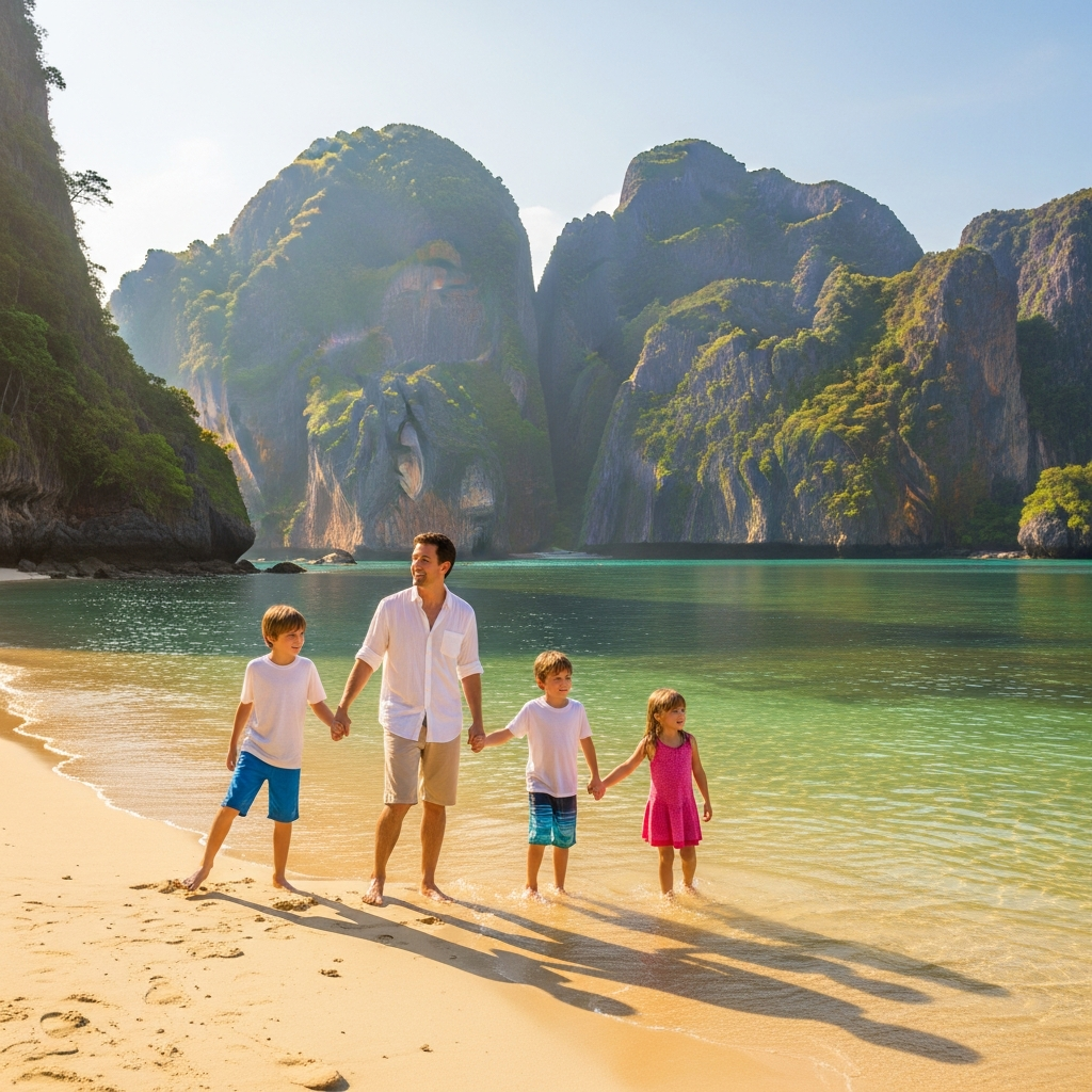 Paisaje de karsts de piedra caliza en Klong Muang Familia en la playa Klong Muang con karsts de piedra caliza dramáticos en Krabi