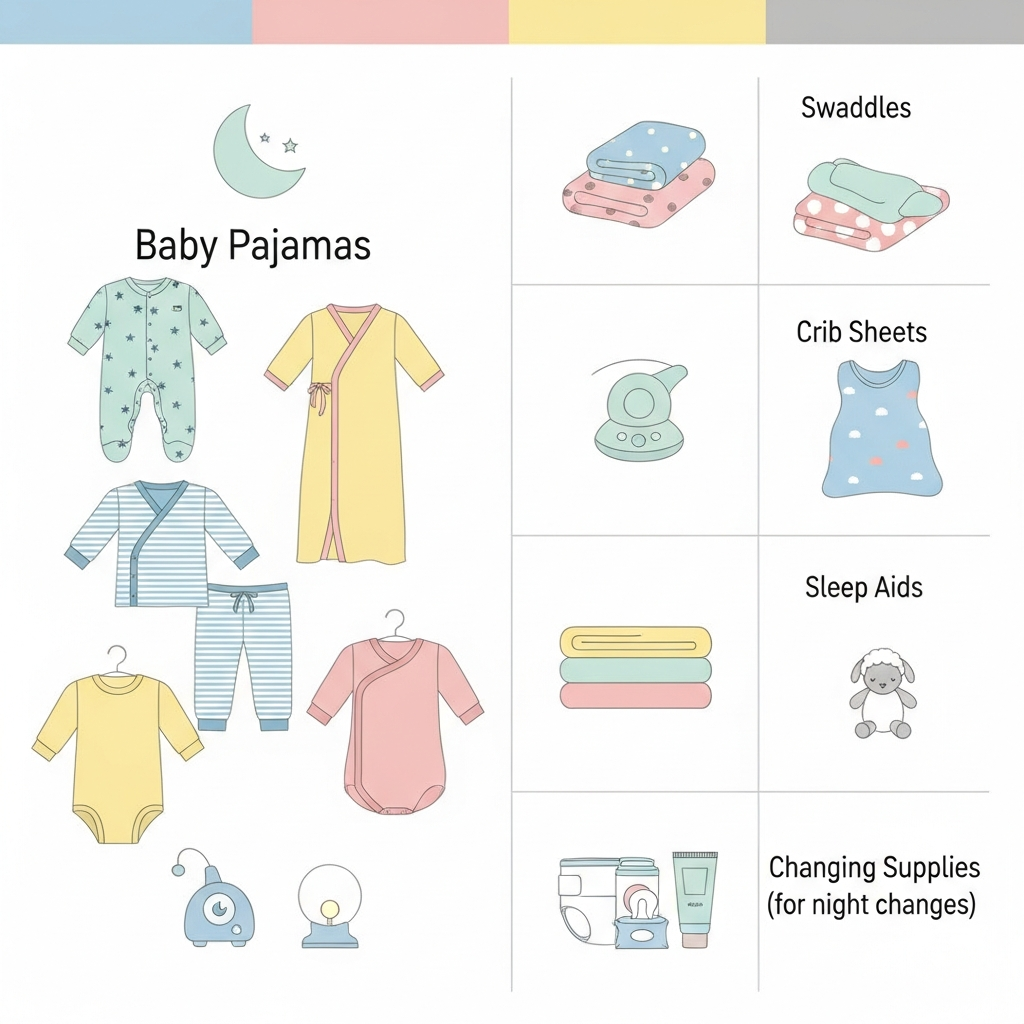 Lista de comprobación de compras de pijamas para recién nacidos para essentials del primer mes