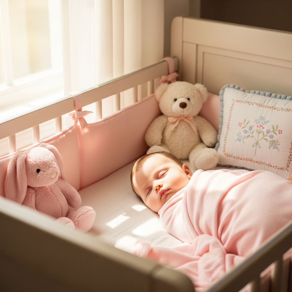 Escena de guardería con nombres de niña populares y bebé pacífico