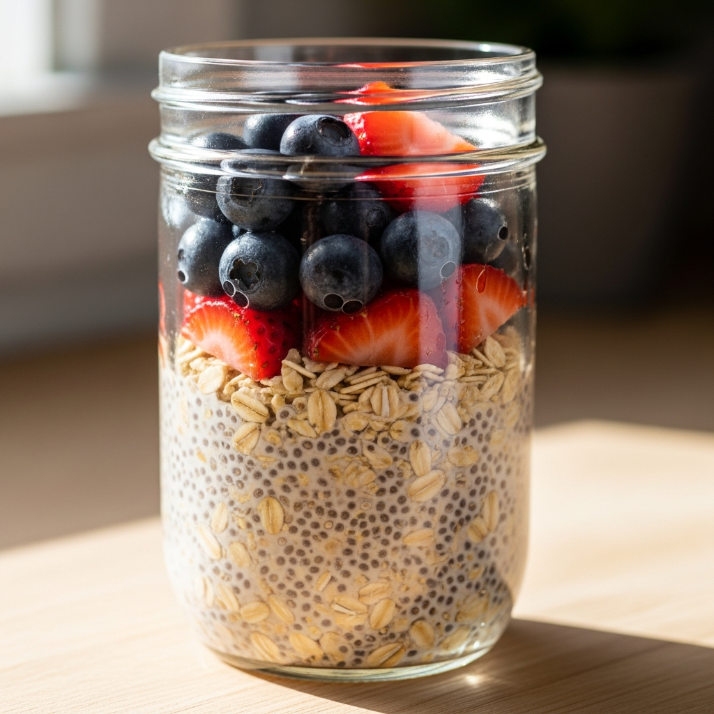 Préparation du petit-déjeuner grossesse flocons d’avoine overnight sans cuisson