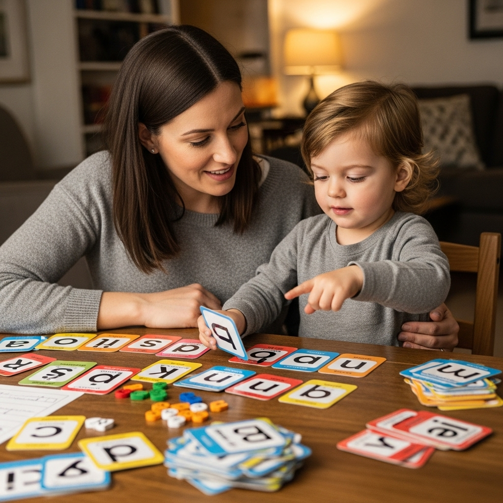 Interactive sight word learning board with moveable cards for preschoolers