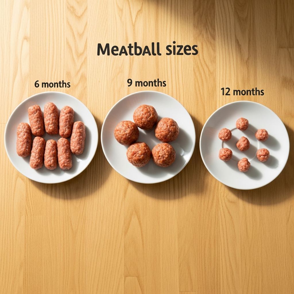 Wie man Frikadellen für Babys nach Alter serviert: fingerförmig ab 6 Monaten, rund ab 9 Monaten und mundgerecht ab 12 Monaten