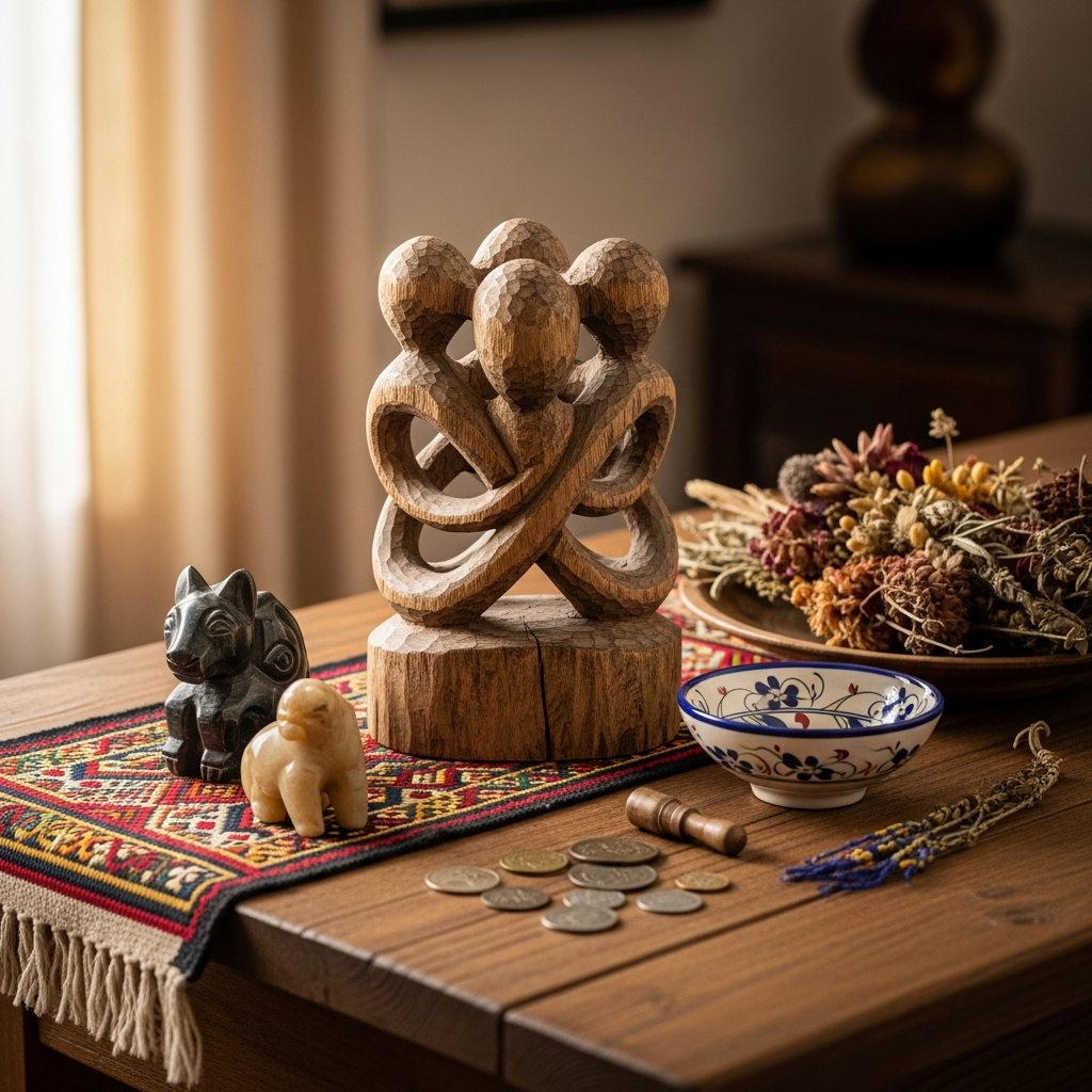 Symboles d'héritage familial montrant une appréciation culturelle respectueuse