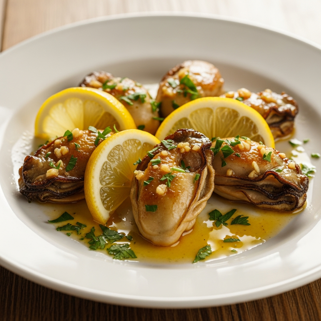 Pfannengebratene Austern-Rezeptvisualisierung für Zinkboost im Wochenbett und Immunwiederherstellung