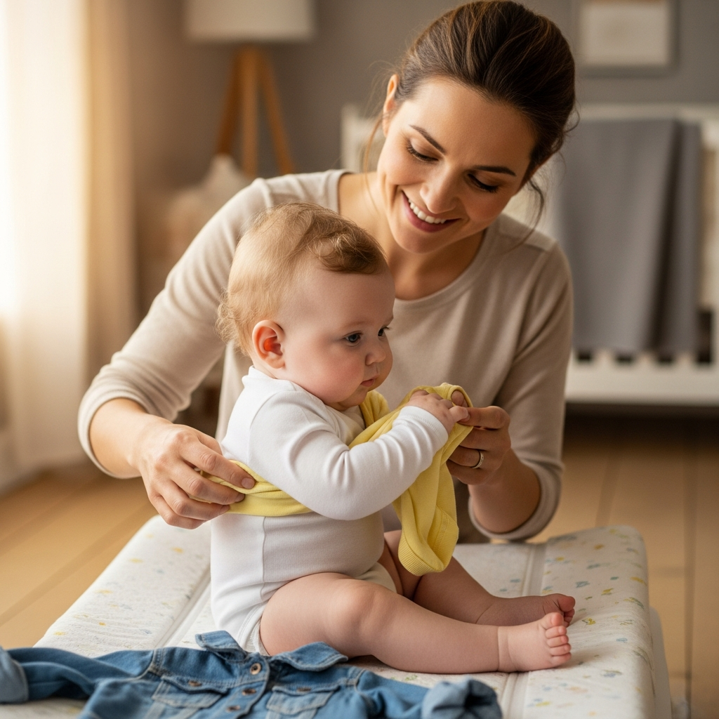 Drei-Schichten-Babykleidungssystem für Frühlingswetter