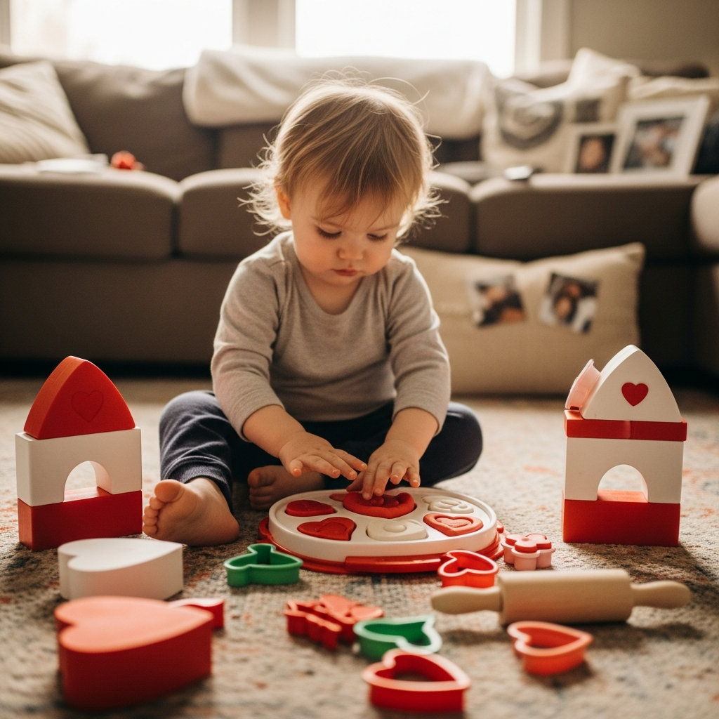 Toddler Valentine's Day gifts including playdough sets and toys