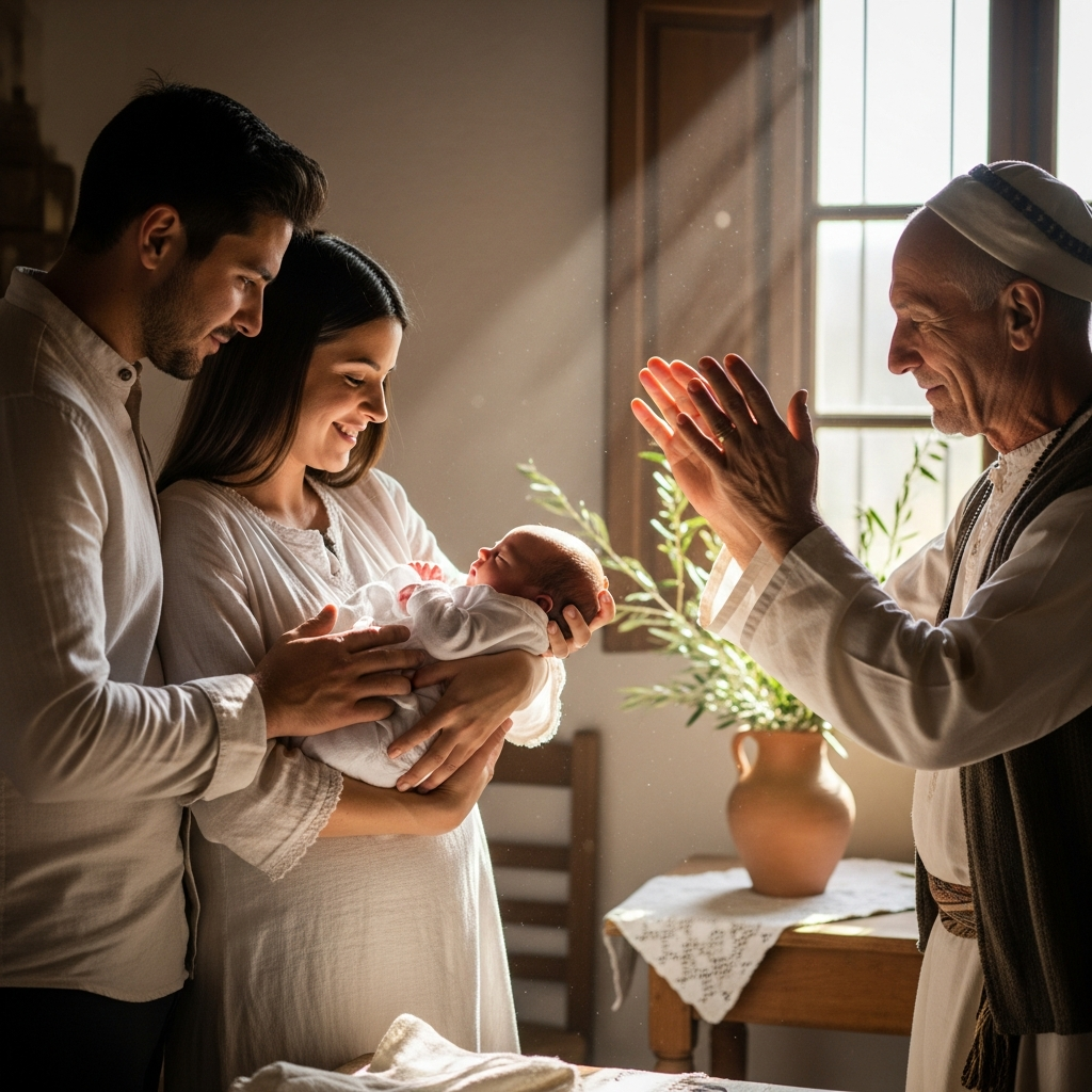 Ilustración de la tradición bíblica de nombres de bebé para nombres espirituales