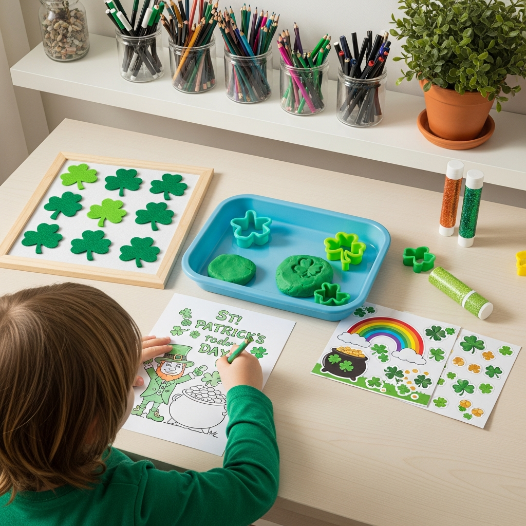 Saubere und organisierte St. Patrick's Day Bastelideen Messfreie St. Patrick's Day Bastelaktivitäten für Indoor-Spaß