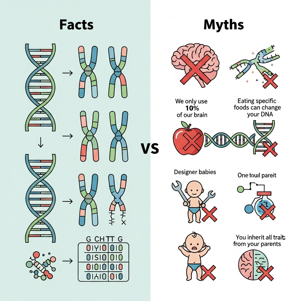 Genetic inheritance myths vs facts educational infographic for parents