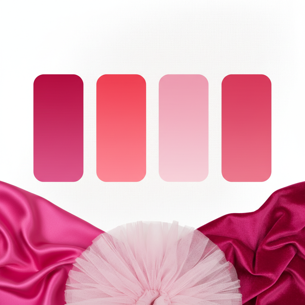 Palette de couleurs rose Barbie — nuances rose vif, bubblegum, fraise et fuchsia pour robes de filles