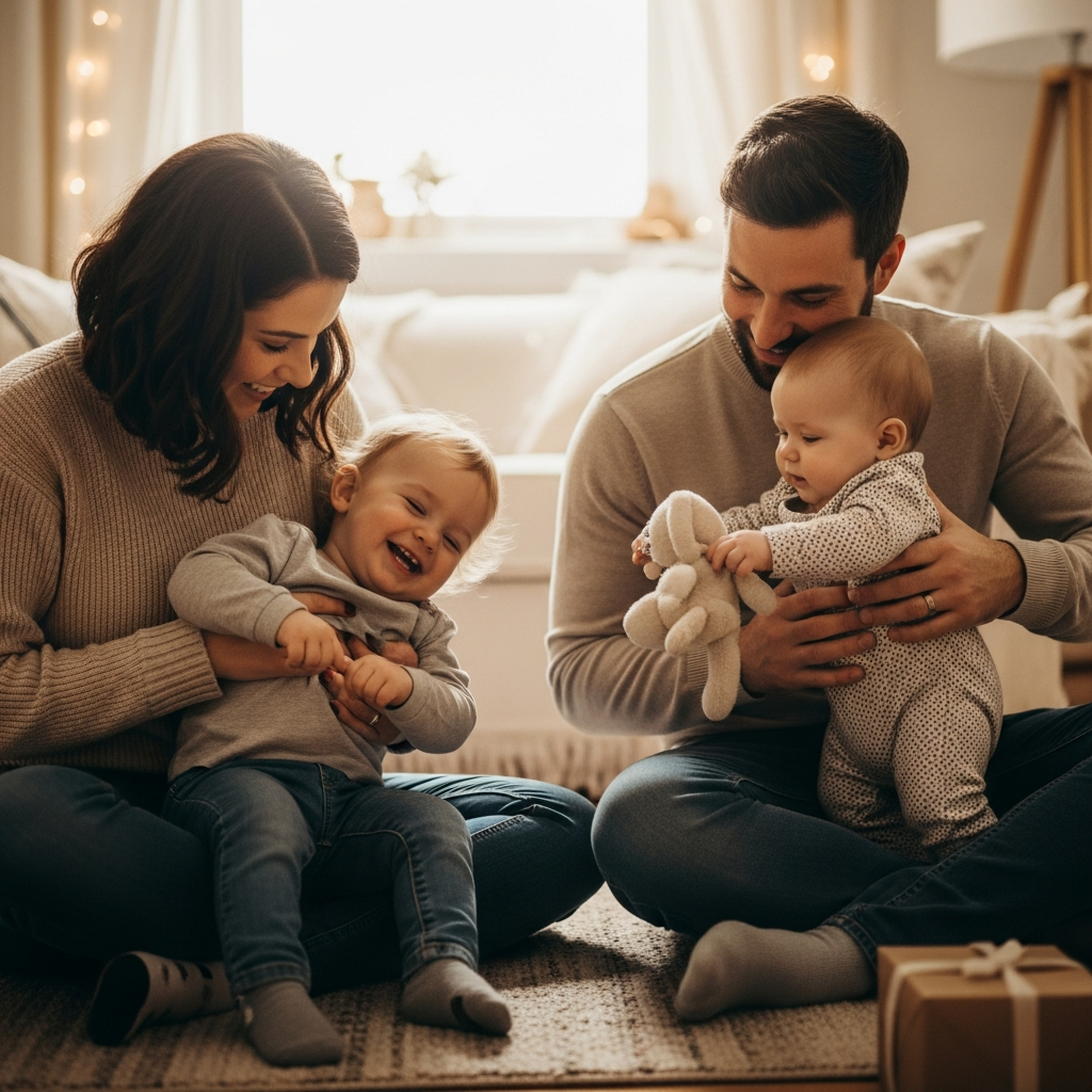 Playing Boxing Day games with baby and toddler for new parents