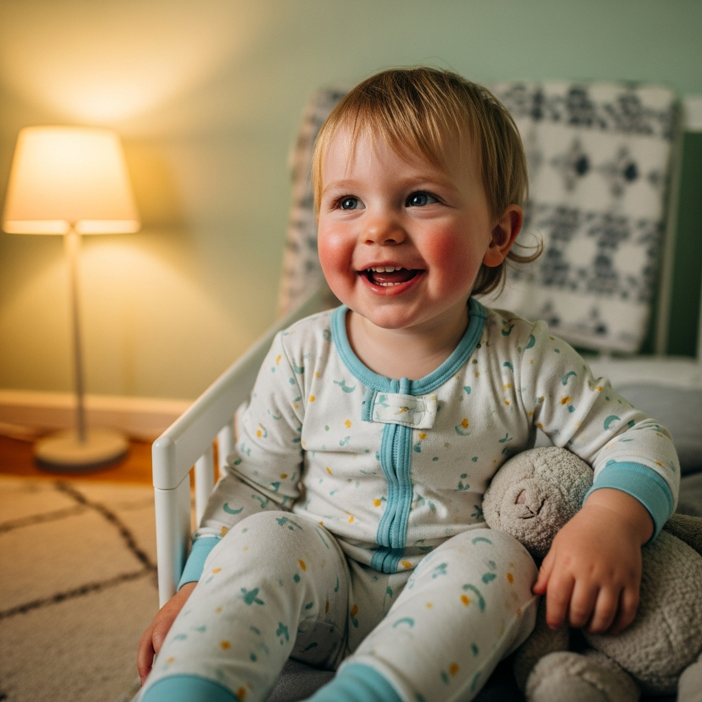 Toddler usando pijamas de bambú cómodos a la hora de dormir