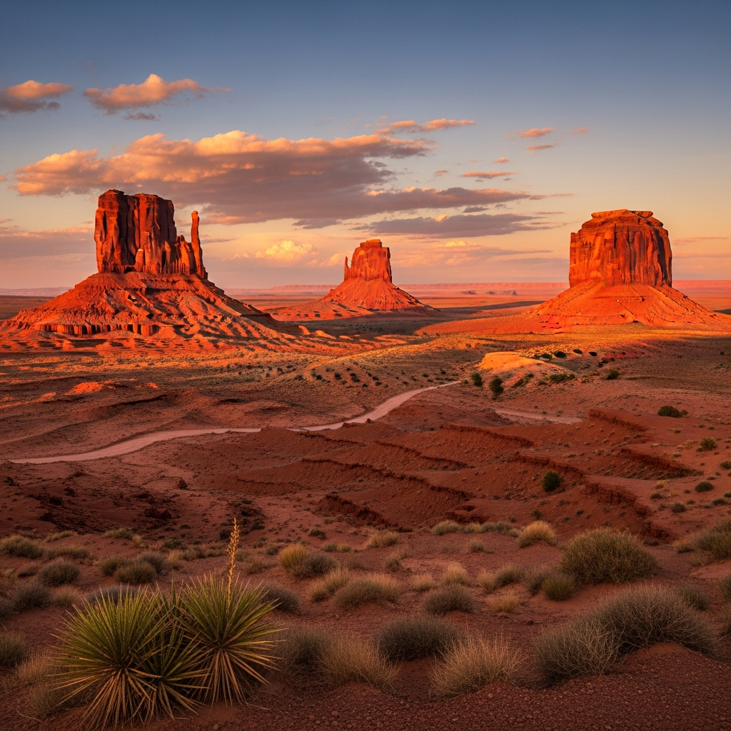 Paysage désertique du sud-ouest inspiré par les Navajo représentant les traditions sacrées de nomination