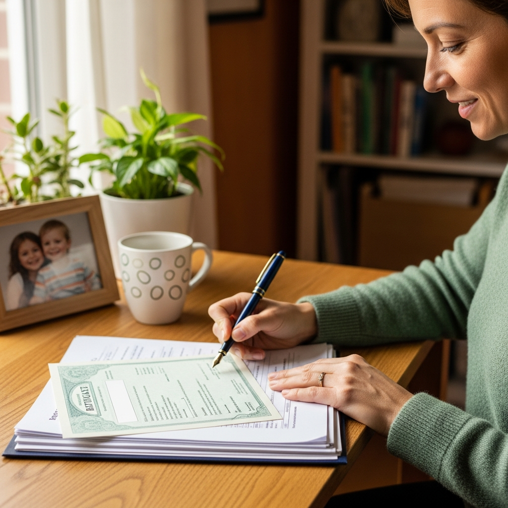 Legal process for changing baby name showing document preparation