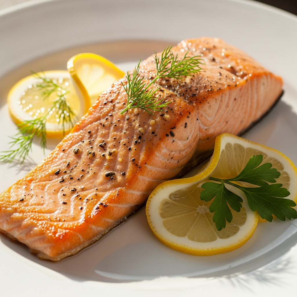 Salmón rico en DHA para la salud cerebral durante el embarazo Filete fresco de salmón salvaje capturado con ácidos grasos omega-3 para el desarrollo cerebral fetal