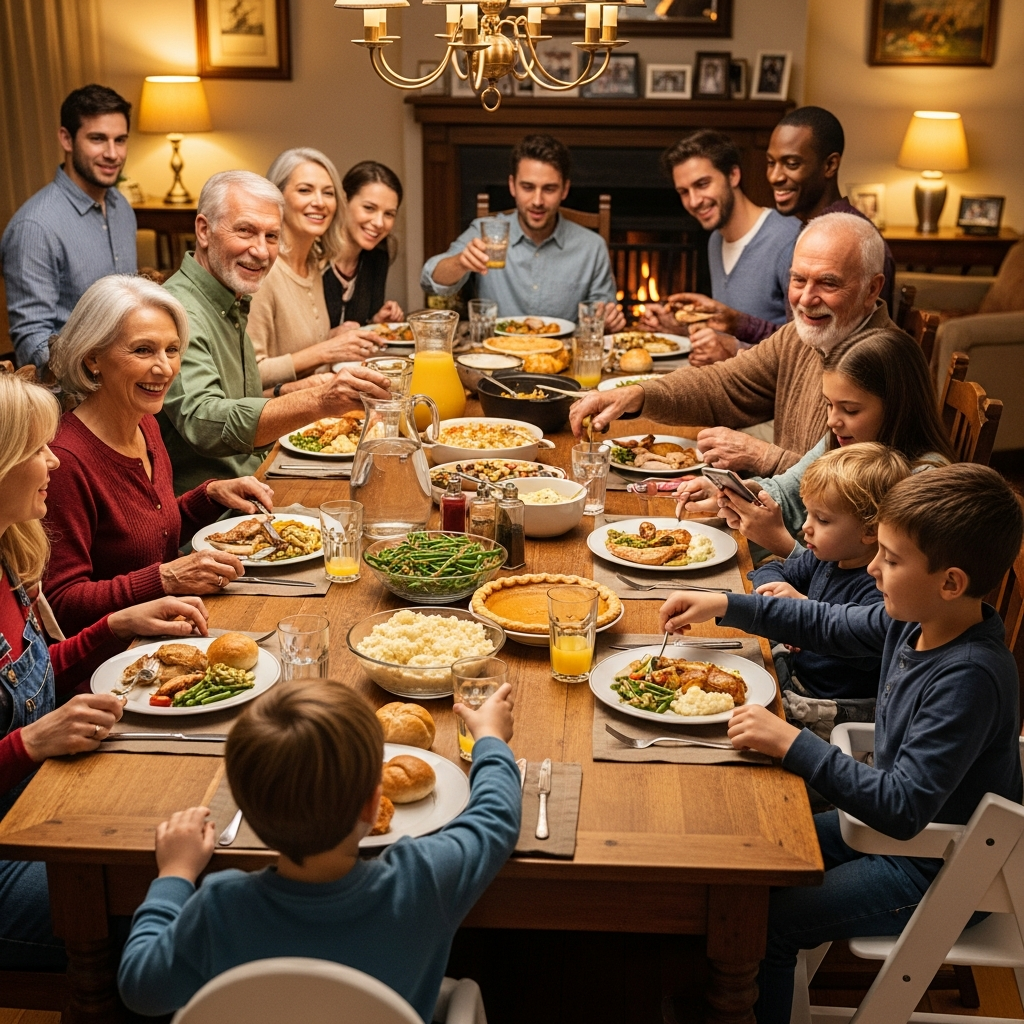 Extended family gathering for New Year celebration