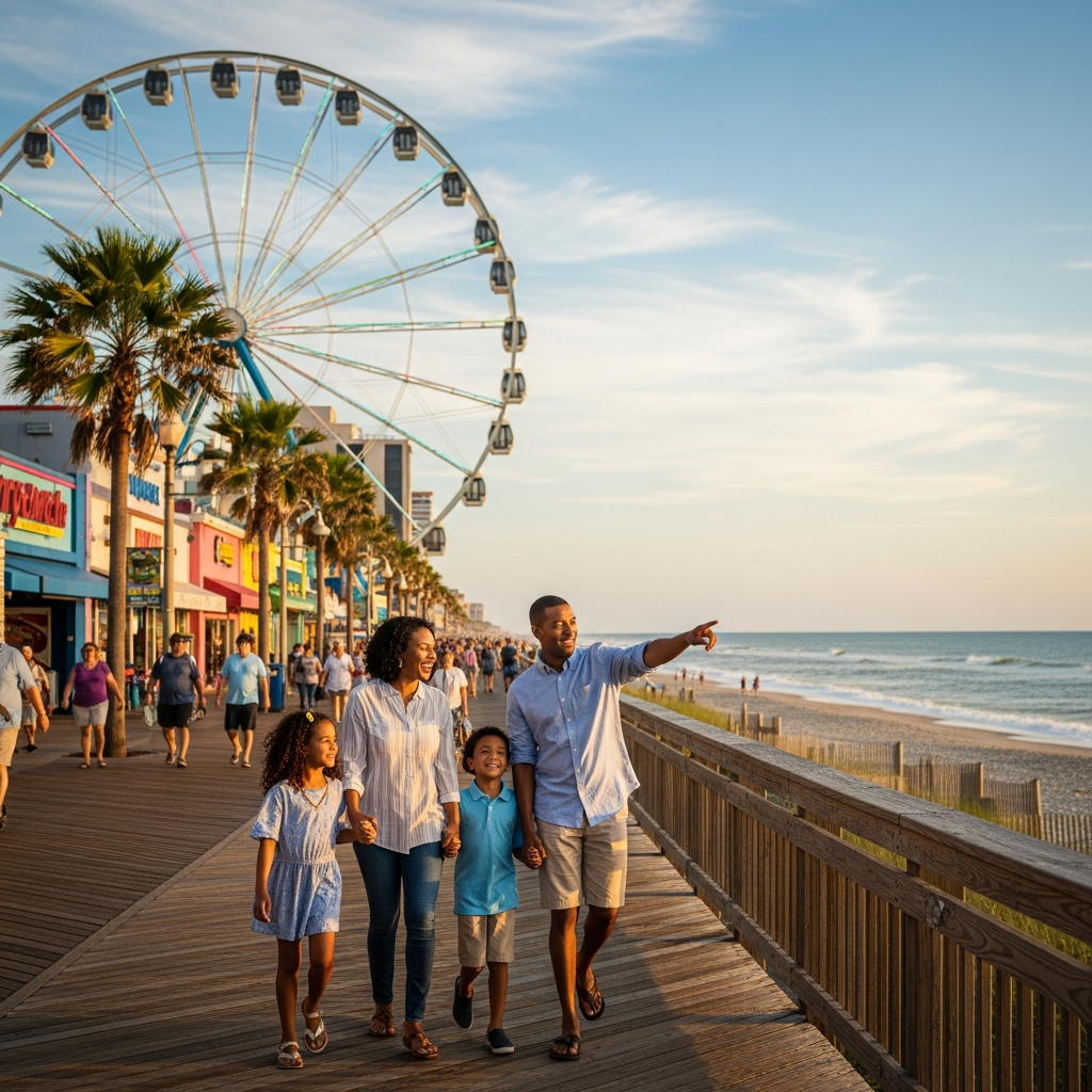 Myrtle Beach family vacation mini golf boardwalk attractions March