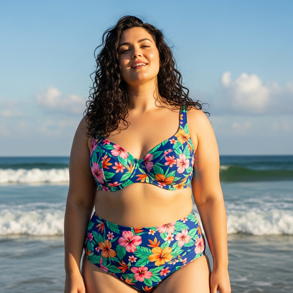supportive plus size bikini high waisted curvy confidence beach