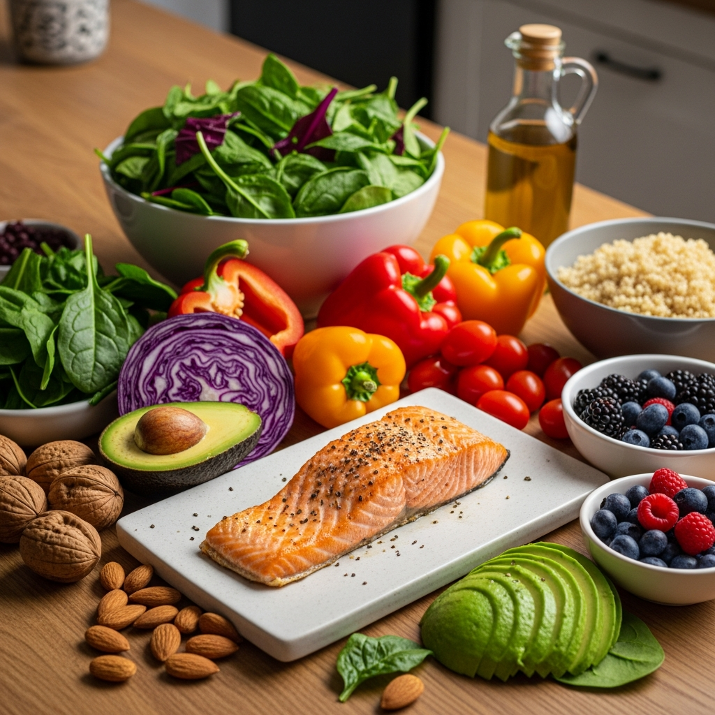 Fruchtbarkeitsfreundliche Ernährung Lebensmittel Visueller für Vorkonzeptionsgesundheit